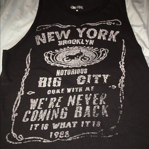 Black tank with white New York wording