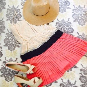 Charming Charlie Beige, Navy Blue & Pink Dress