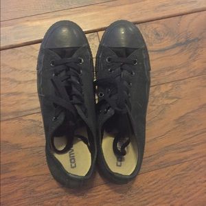 All black low top Converse