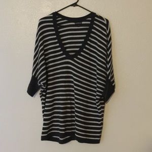 Navy and white striped chunky sweater