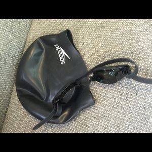 Swim cap and goggles