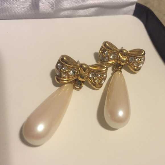 Gold and Pearl Dangle Earrings