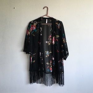 Floral sheer kimono