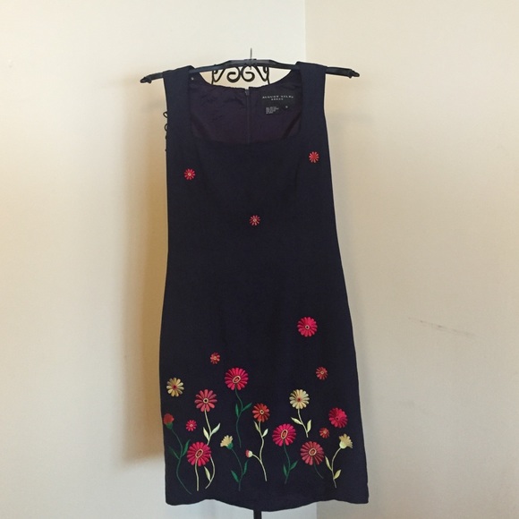 august silk Dresses & Skirts - August Silk Dress Size Womens US 10 Navy w/ Floral
