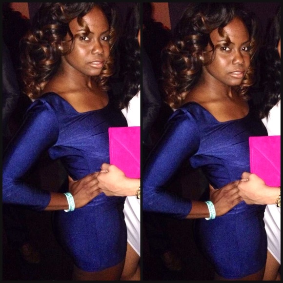 Blue bodycon mini dress