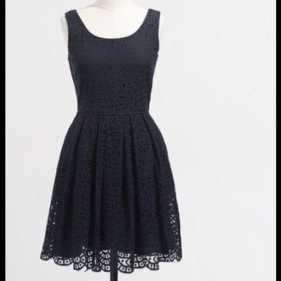 J. Crew navy swirling lace dress! With pockets!