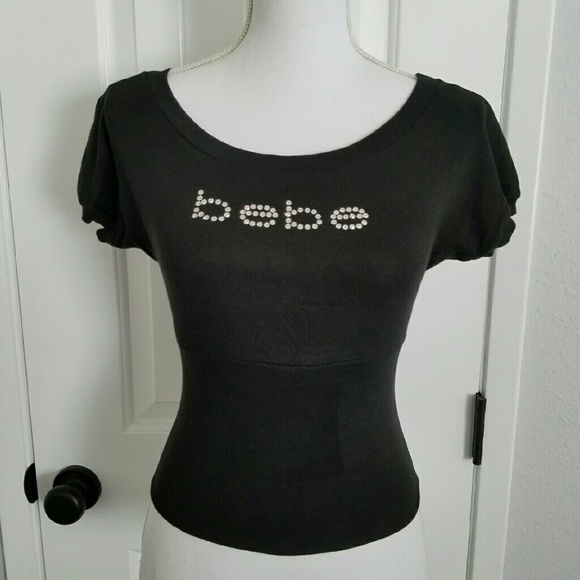 Bebe wide neck top with signature logo