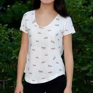 White T-shirt with Zebra Design