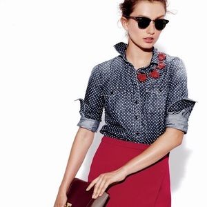 J Crew star dot keeper chambray