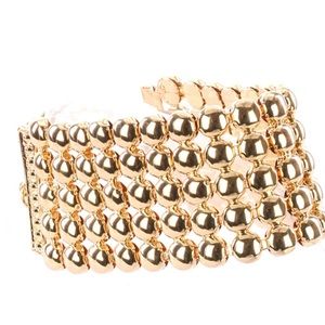 ANKLET LAYERED FLAT METAL BEAD CHUNKY BRACELET