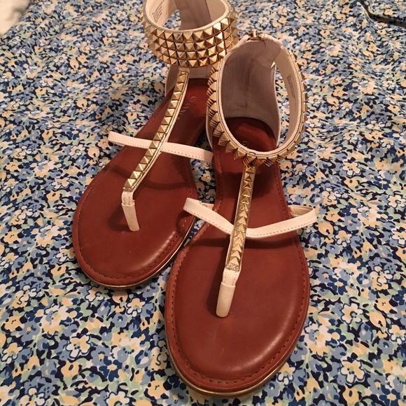 Gianni Bini Shoes - Gianni Bini White Gold Studded Sandals