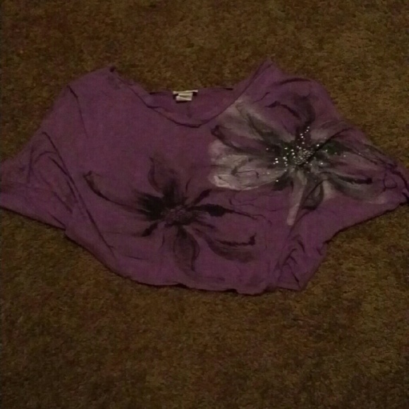 Purple off shoulder crop top