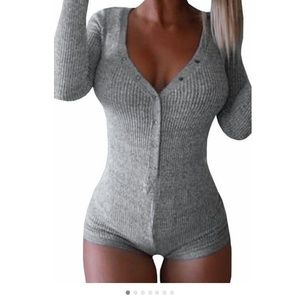 Small Grey Moxeay Sexy Bodycon Bodysuit