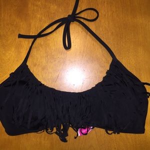 Victoria's Secret black fringe bathing suit top