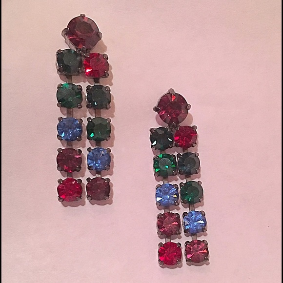 multi coloured drop post earrings