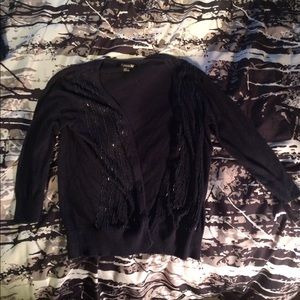 Forever 21 beaded 3/4 sleeve cardigan, charcoal