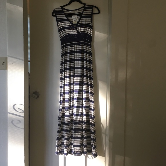 Blue and cream maxi nautical maxi dress