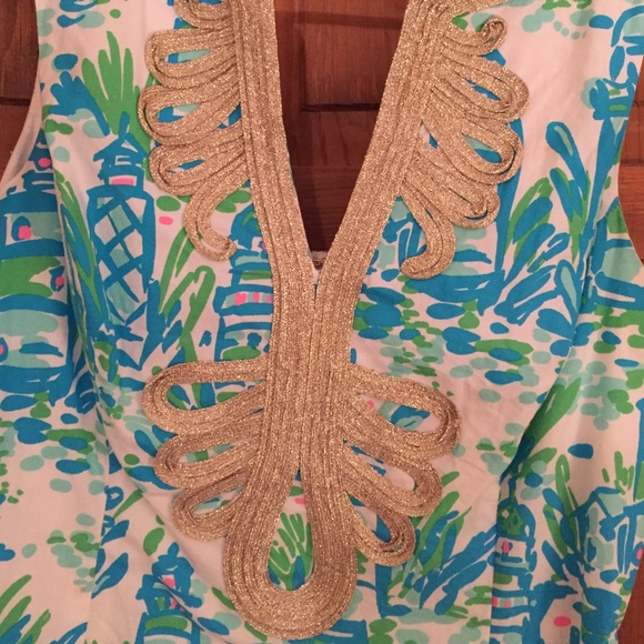 Blue and gold Lilly Pulitzer summer dress - Picture 2 of 3