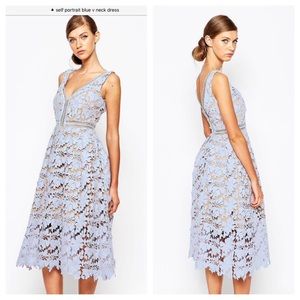 HOST PICK Portrait Style V-Neck Lace Midi Dress