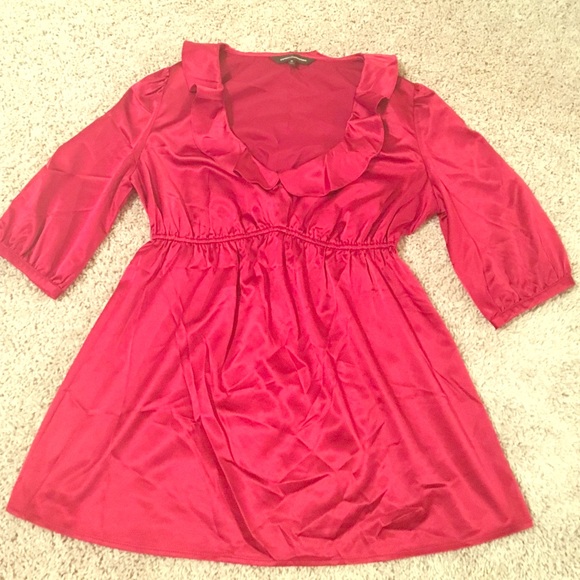 Express red satin dress shirt