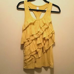 Yellow ruffle tank