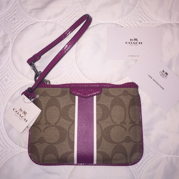COACH Wristlet Magenta and Khaki
