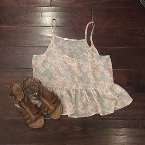 Semi-see through Floral Crop Top