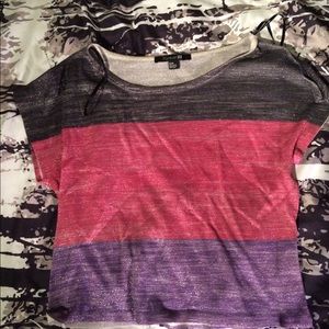 F21 color block shimmer crop top