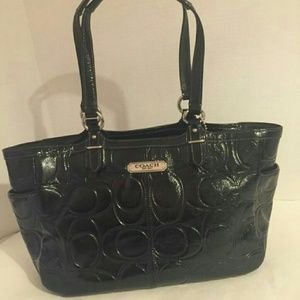 Gallery Embossed Signature Patent Leather Zip Tote