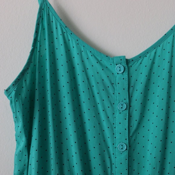 Forever 21 teal with black polka dot romper - Picture 2 of 4