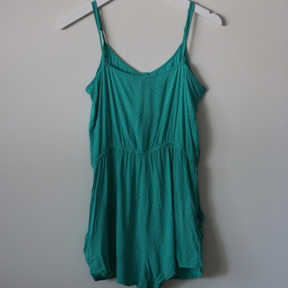 Forever 21 teal with black polka dot romper - Picture 3 of 4