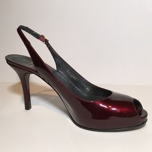 Stuart Weitzman Peep Toe Patent Slingback Pumps