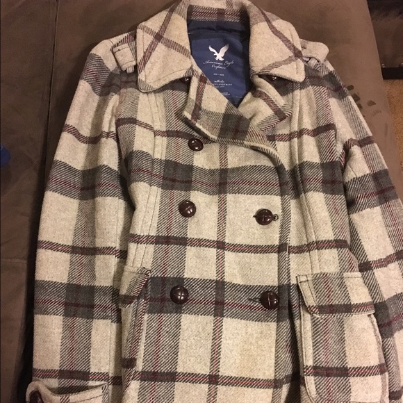 American Eagle stylish plaid peacoat