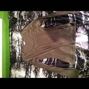 Dark camel scoop neck long sleeve tee