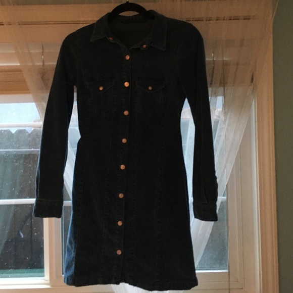 Zara blue corduroy button down dress