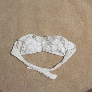 strapless white bikini top