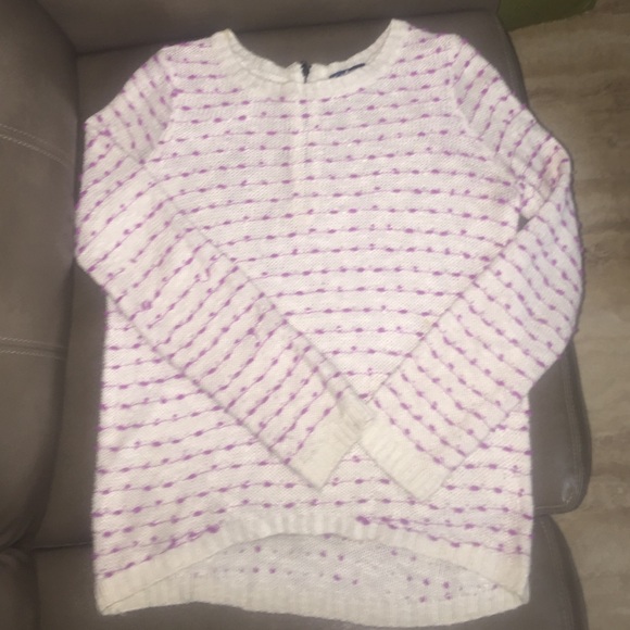 Purple and white zippered sweater