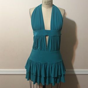 Marciano Teal Green Short Ruffle Dress