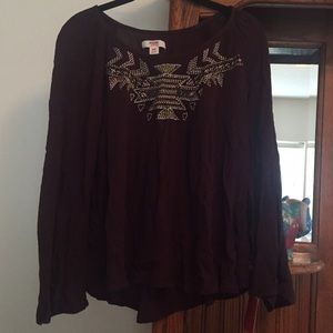 Brown long sleeve flowy top
