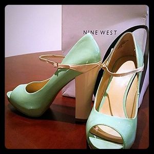 Nine West pastel Peep Toe Mary Jane Pumps
