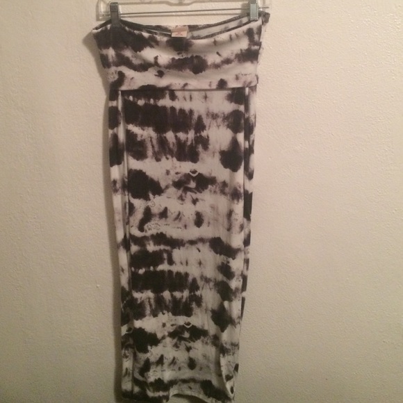 black and white tie dye maxi skirt