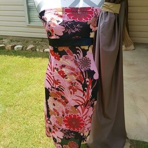 Pink Floral Strapless Dress