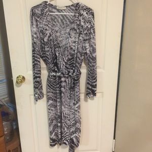 Black and white animal print wrap dress