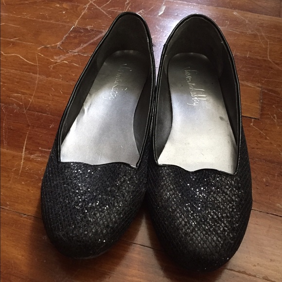 Black Glitter Flats