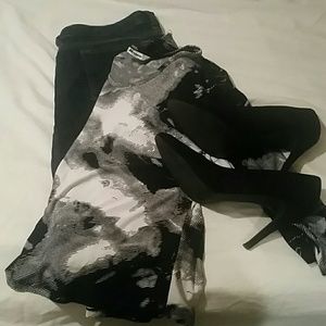 Black and white quarter sleeve shirt