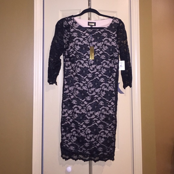 Black/nude lace dress