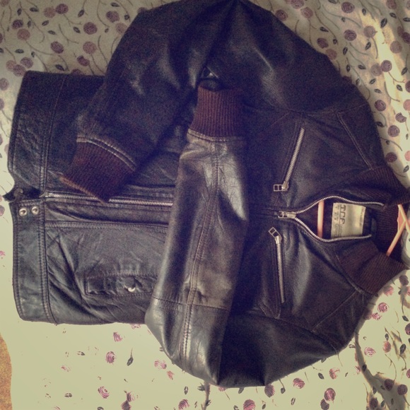 Zara TRF leather jacket brown Small women's - Picture 1 of 3