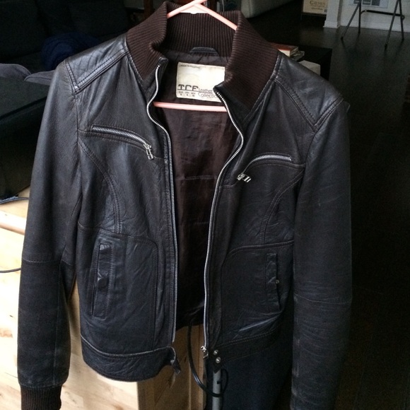 Zara TRF leather jacket brown Small women's - Picture 3 of 3