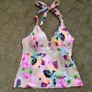 Floral tankini halter top