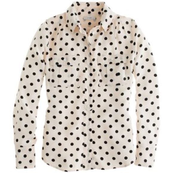 J. Crew silk Blythe blouse in polka dot, sz S